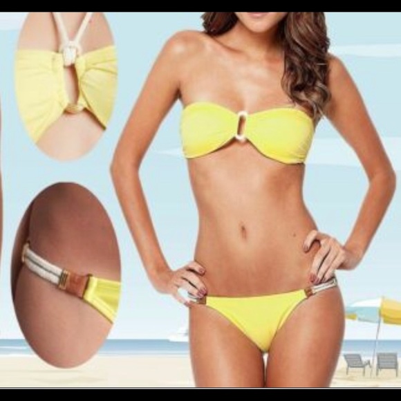 Vix Cozumel bandeau and full bottom 2 piece bikini set. NWT. Cozumel yellow - Picture 8 of 9
